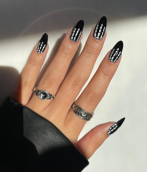 Tiny skeletons nail art